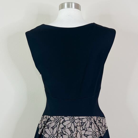 Anthropologie | Eva Franco Lace Panel Black Cream Fit Flare Floral Party Dress 6 - Picture 7 of 11